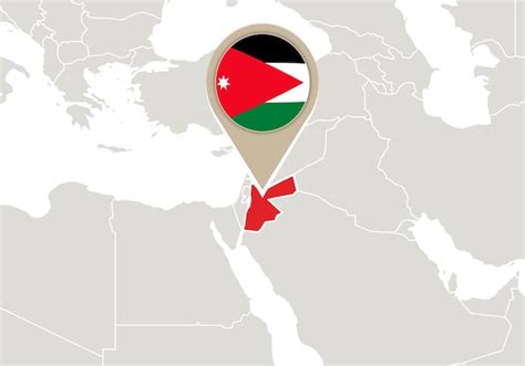 Premium Vector Map With Highlighted Jordan Map And Flag