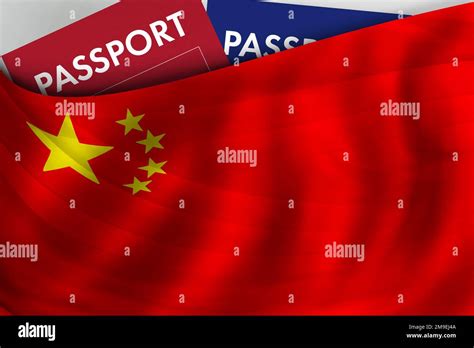 Chinese Flag Background And Passport Of China Citizenship Official Legal Immigration Visa