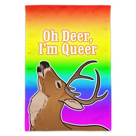 Oh Deer Im Queer Rainbow Pride Gay Lesbian Funny Garden Yard Flag Ebay