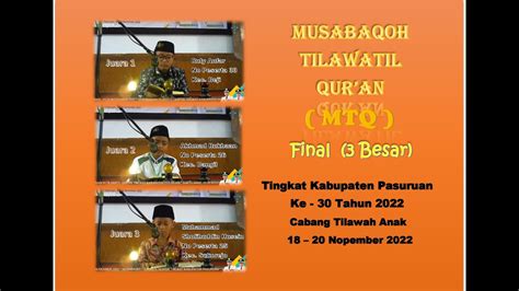 Musabaqoh Tilawatil Quran Tingkat Kabupaten Pasuruan Ke Tahun