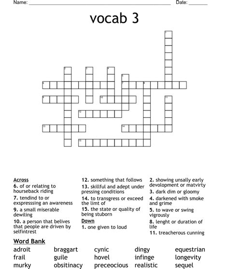 Vocab 3 Crossword WordMint