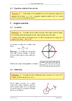 Vecteurs et colinéarité Angles orientés et trigonométrie Cours