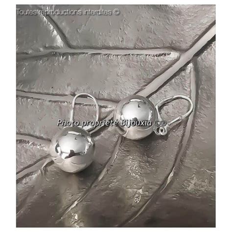 Boucles D Oreilles Dormeuses Grosses Boules Argent Massif 925 1000