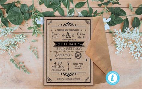 Vintage Wedding Invitation Set, Printable Wedding Invitation Set ...