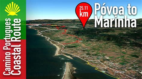 Camino Portuguese Map Coastal P Voa To Marinhas Km Youtube