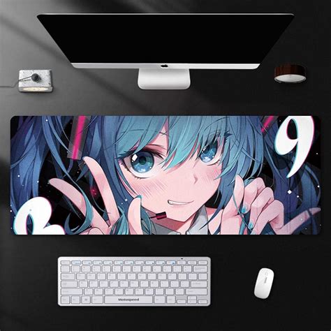 Jp コンピュータ用初音ミクマウスパッド アニメゲーミング大型マウスパッドコンピュータ用滑り止めラバーマット