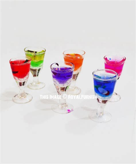 Colorful Scented Gel Candles in Mini Wine Glass - Set of 6 - RoyalFurnish.com