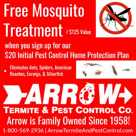 Free Mosquito Treatment With 20 Initial Pest Control Special Arrow Termite And Pest Control