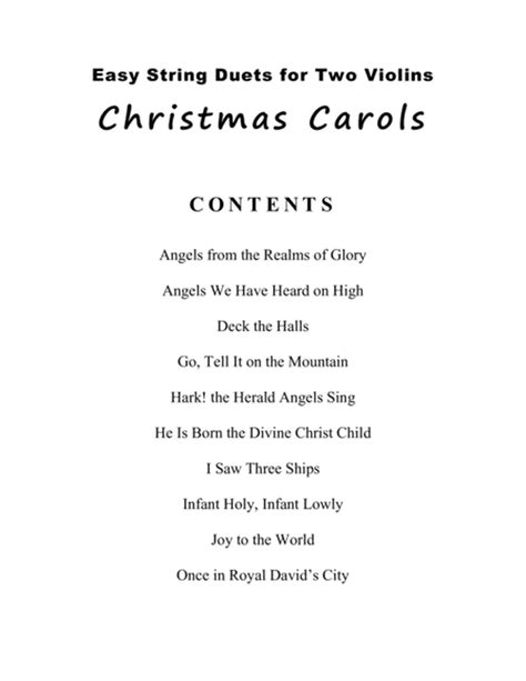 Easy String Duets Christmas Carols A Collection Of 10 Violin Duets By Sharon Wilson String