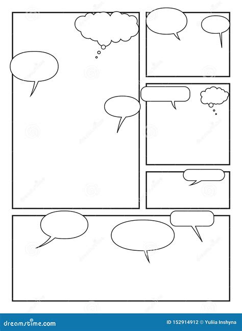 Manga Style Page Layout Storyboard Layout Template With Speech Bubbles