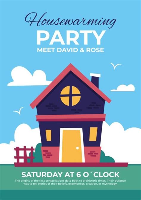 Personalize This Flat Colorful David And Rose Housewarming Party