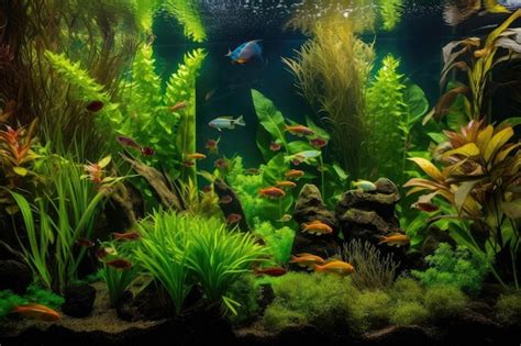 Premium AI Image | Tropical freshwater habitat with colorful fish and plants created with ...