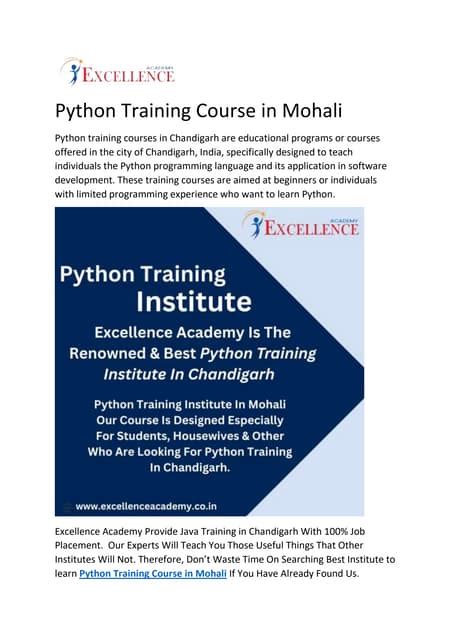 Python Training Course In Mohali Pdf