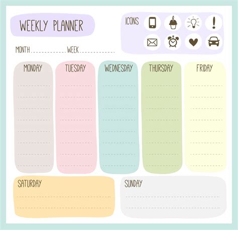 Cute Weekly Calendar Template - 10 Free PDF Printables | Printablee