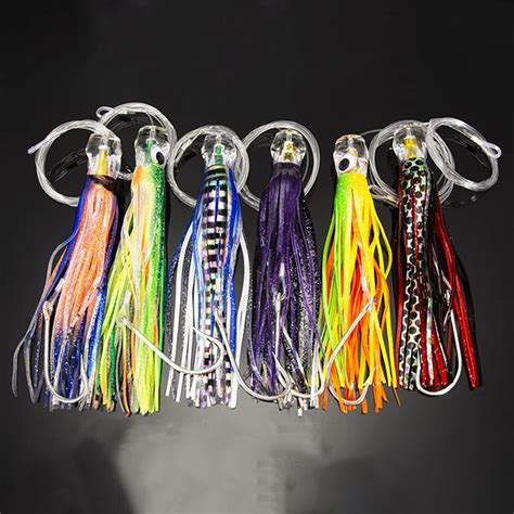 1 Set Of 6Pcs 6 5 Inch Trolling Skirt Lures Marlin Tuna Big Game