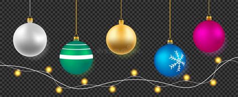 Set Of Vector Realistic Multicolored Christmas Balls In 3d Stock