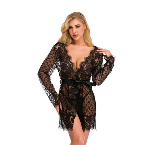 Sexy Lingerie Rotique Ceinture Cils Dentelle Cardigan Chemise De Nuit