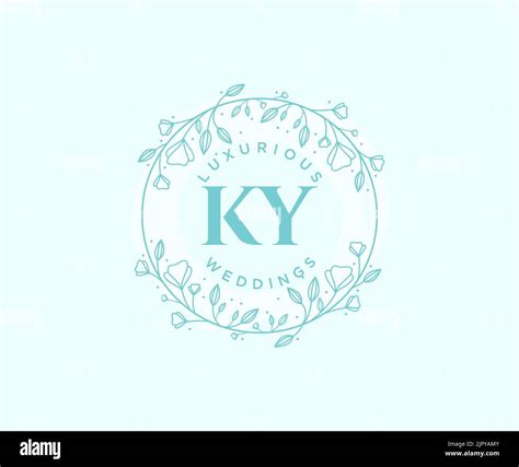 Ky Initials Letter Wedding Monogram Logos Template Hand Drawn Modern