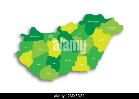 Hungría Mapa político de las divisiones administrativas Imagen Vector