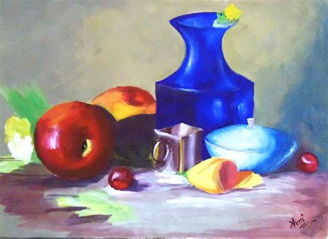 Still Life Drawing Of Objects In Colour