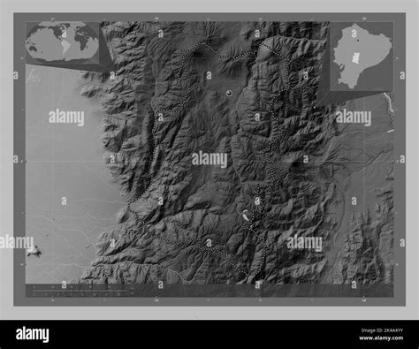 Chimborazo Province Of Ecuador Grayscale Elevation Map With Lakes And