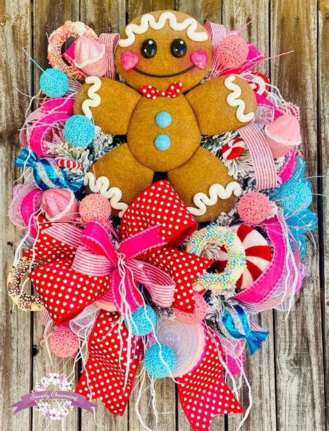 Gingerbread Christmas Wreath Christmas Decor Gingerbread Man Wreath