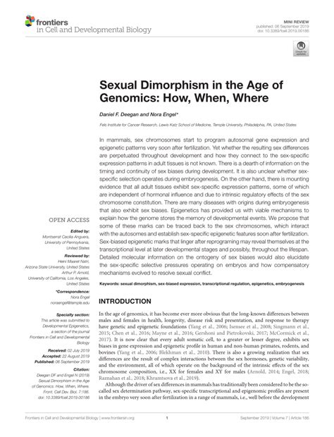 Pdf Sexual Dimorphism In The Age Of Genomics How When Where