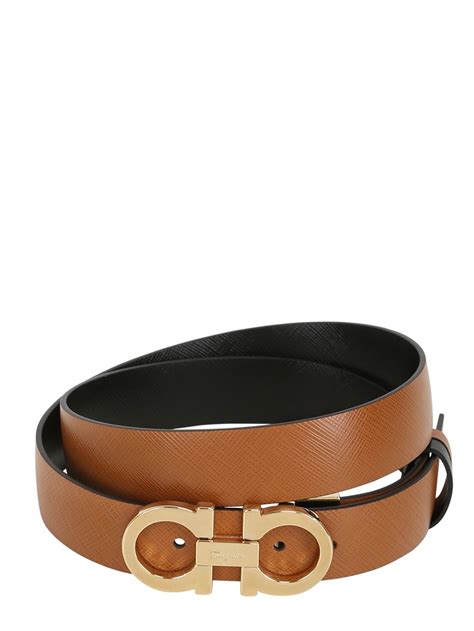 Lyst Ferragamo 25mm Saffiano Leather Reversible Belt In Brown For Men