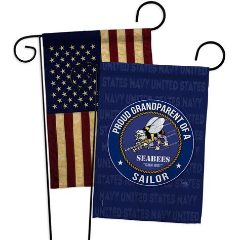 Breeze Decor Seabees Proud Grandparent Sailor Garden Flags Pack Navy