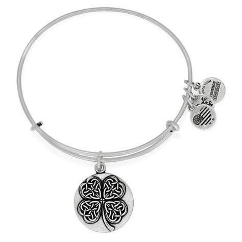 Alex And Ani Four Leaf Clover Charm Bangle Bracelet Rafaelian Silver