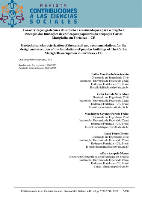 Pdf Caracteriza O Geot Cnica Do Subsolo E Recomenda Es Para O