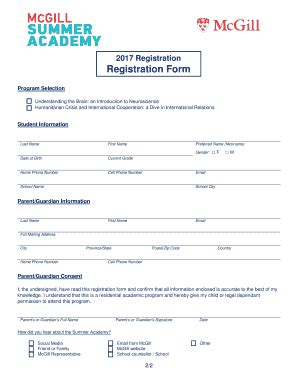 Fillable Online Mcgill Msa Registration Form Mcgill University