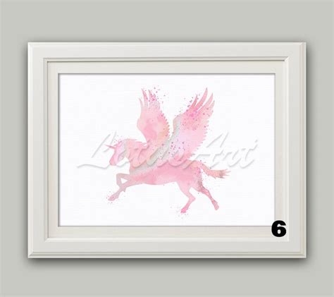 Pegasus Wall Art Watercolor Print Nursery Poster Unicorn Wings Etsy