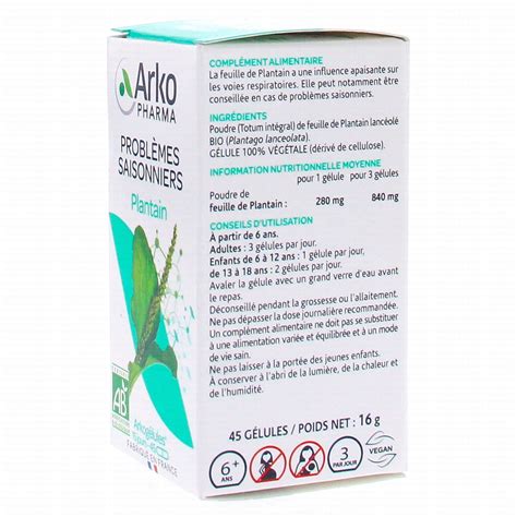 ARKOPHARMA Arkogélules Plantain bio 45 gélules Parapharmacie Prado