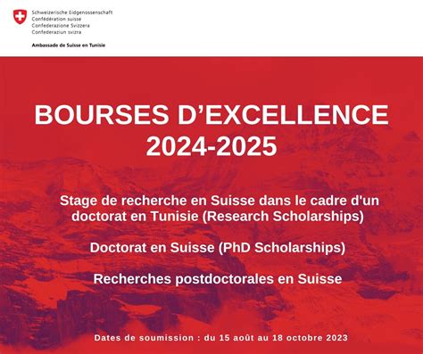 Bourses dexcellence de la Confédération Suisse pour chercheurs et