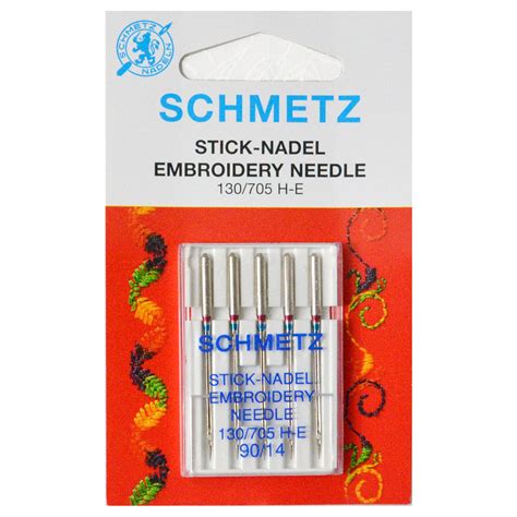 Schmetz Sewing Machine Needles Embroidery 90 14 5 Per Cassette Homecraft Textiles