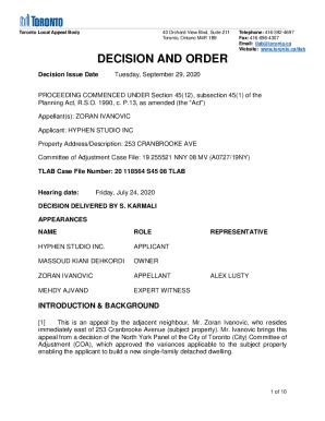 Fillable Online Toronto Local Appeal Body Amended Final Decision 253