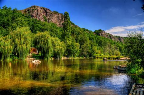 Baggrunde Tr Er Landskab Skov Bakke Klippe Natur Afspejling