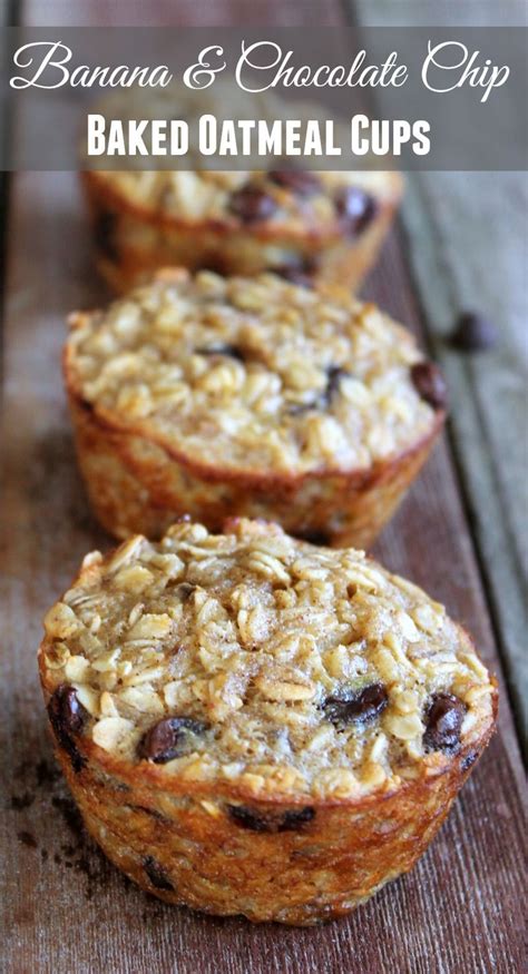 Banana And Chocolate Chip Baked Oatmeal Cups Make Ahead And Freezer