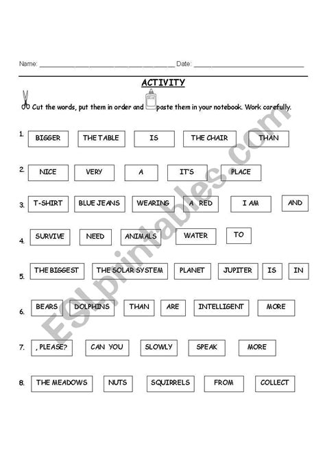 Unscramble Sentences Esl Worksheet By Silvia Córdova