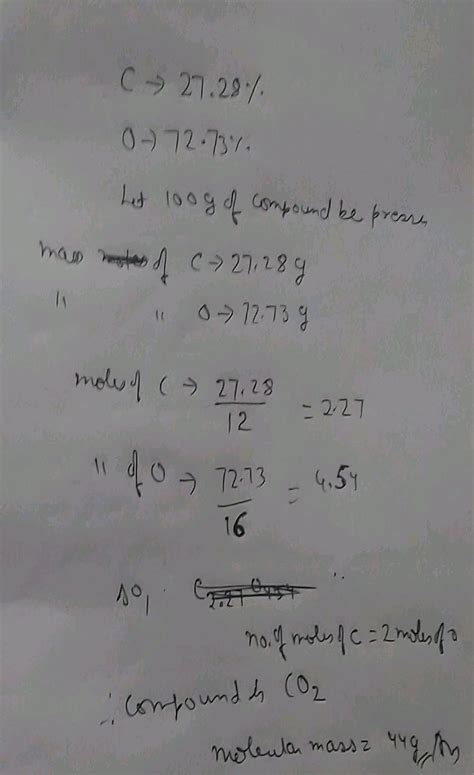 Whe Percentage Of Carbon Is 27 28 And The Mass Percentage Of Oxygen