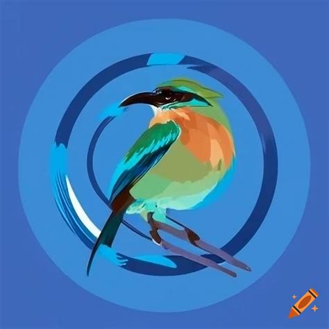 Logo Of A Flying Turquoise Browed Motmot In Blue Palette On Craiyon