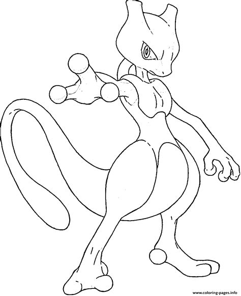 Mewtwo Legendaire Generation 1 Coloring Page Printable