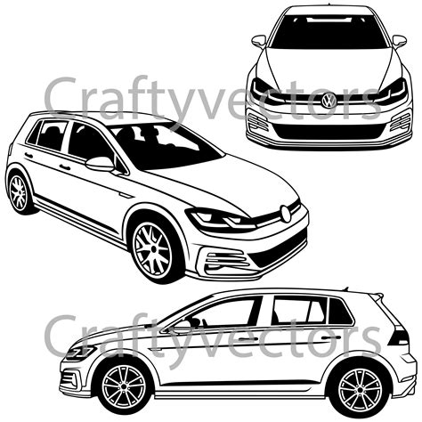 Vw Golf Gti 2019 Vector Etsy