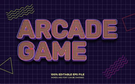 Efecto De Estilo De Texto Editable En D Para Juegos De Arcade Vector