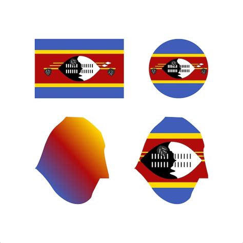 Conjunto De Vectores De Bandera Y Mapa Nacional De Eswatini Vector