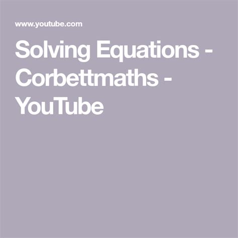 Corbettmaths Solutions Of Equations Advanced Simultaneous Equations