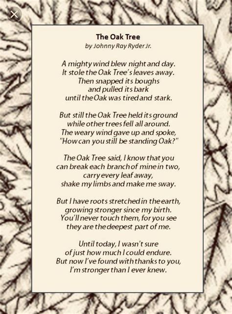 The Oak Tree Poem By Johnny Ray Ryder