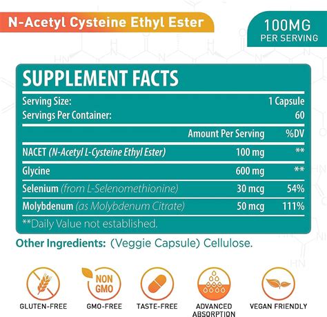 N Acetyl Cysteine Ethyl Ester Mg With Glycine Mg Enhanced