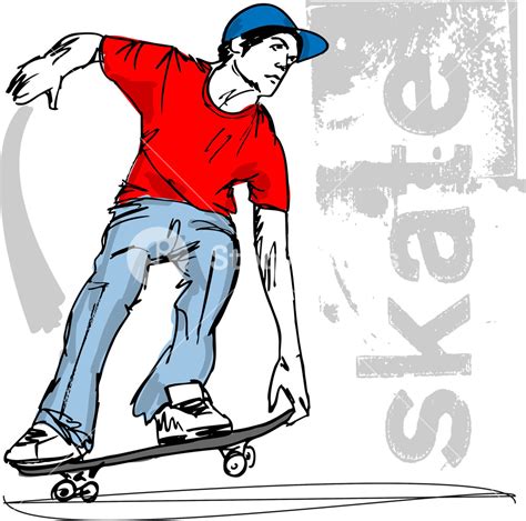 Sketch Of Skateboard Boy Vector Illustration Royalty Free Stock Image